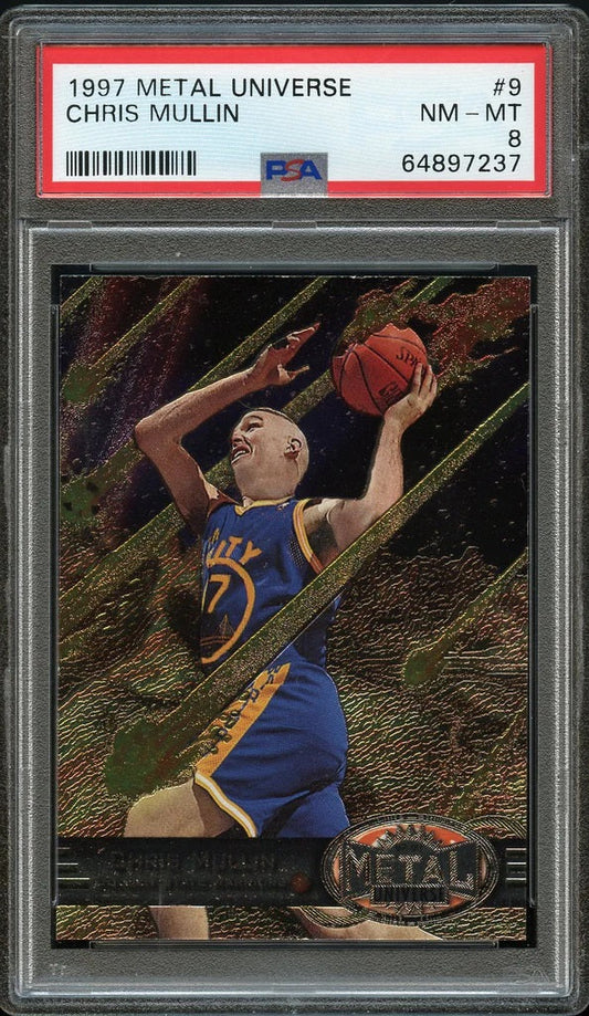1997 Metal Universe BkB Card # 9 Chris Mullin HOF PSA NM-MT 8 (MGD2)