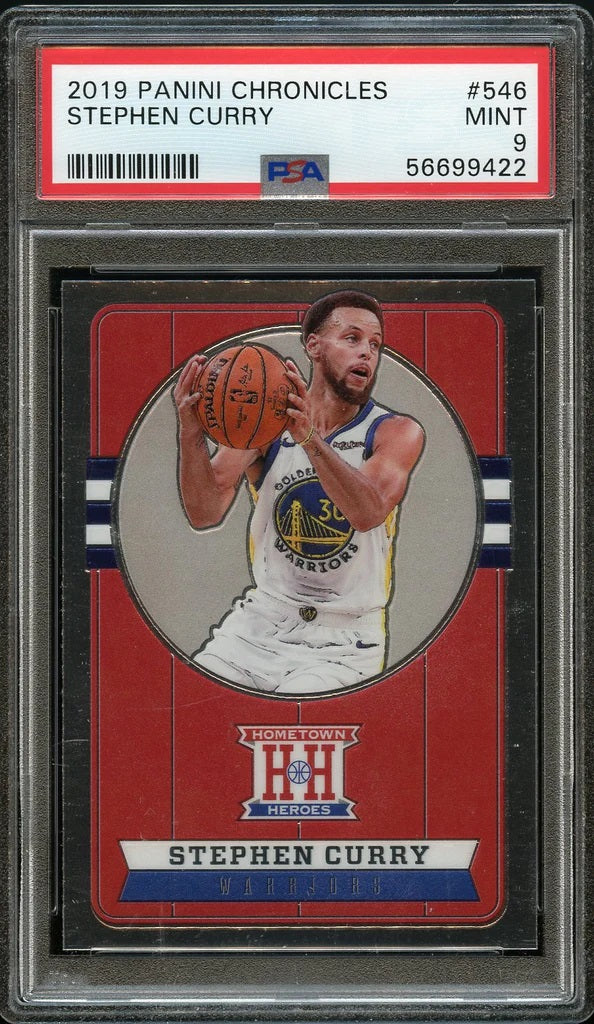 2019 Panini Chronicles BkB Card #546 Steph Curry HOMETOWN HEROES PSA MINT 9 (MGD2)