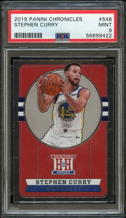 2019 Panini Chronicles BkB Card #546 Steph Curry HOMETOWN HEROES PSA MINT 9 (MGD2)