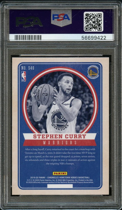 2019 Panini Chronicles BkB Card #546 Steph Curry HOMETOWN HEROES PSA MINT 9 (MGD2)