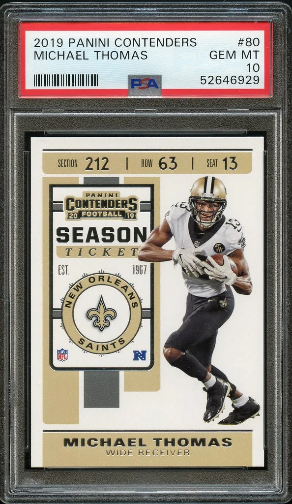 2019 Panini Contenders FB Card # 80 Michael Thomas PSA GEM MINT 10 (MGD2)