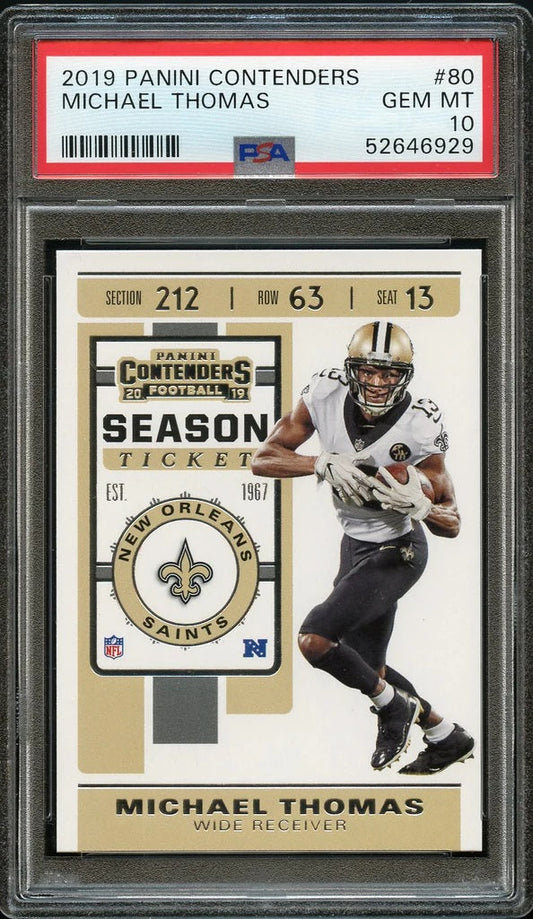 2019 Panini Contenders FB Card # 80 Michael Thomas PSA GEM MINT 10 (MGD2)
