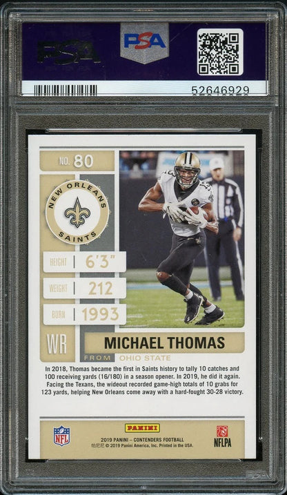 2019 Panini Contenders FB Card # 80 Michael Thomas PSA GEM MINT 10 (MGD2)
