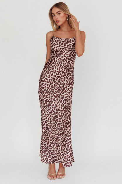 Well Versed Pleated Bust Maxi Dress Leopard