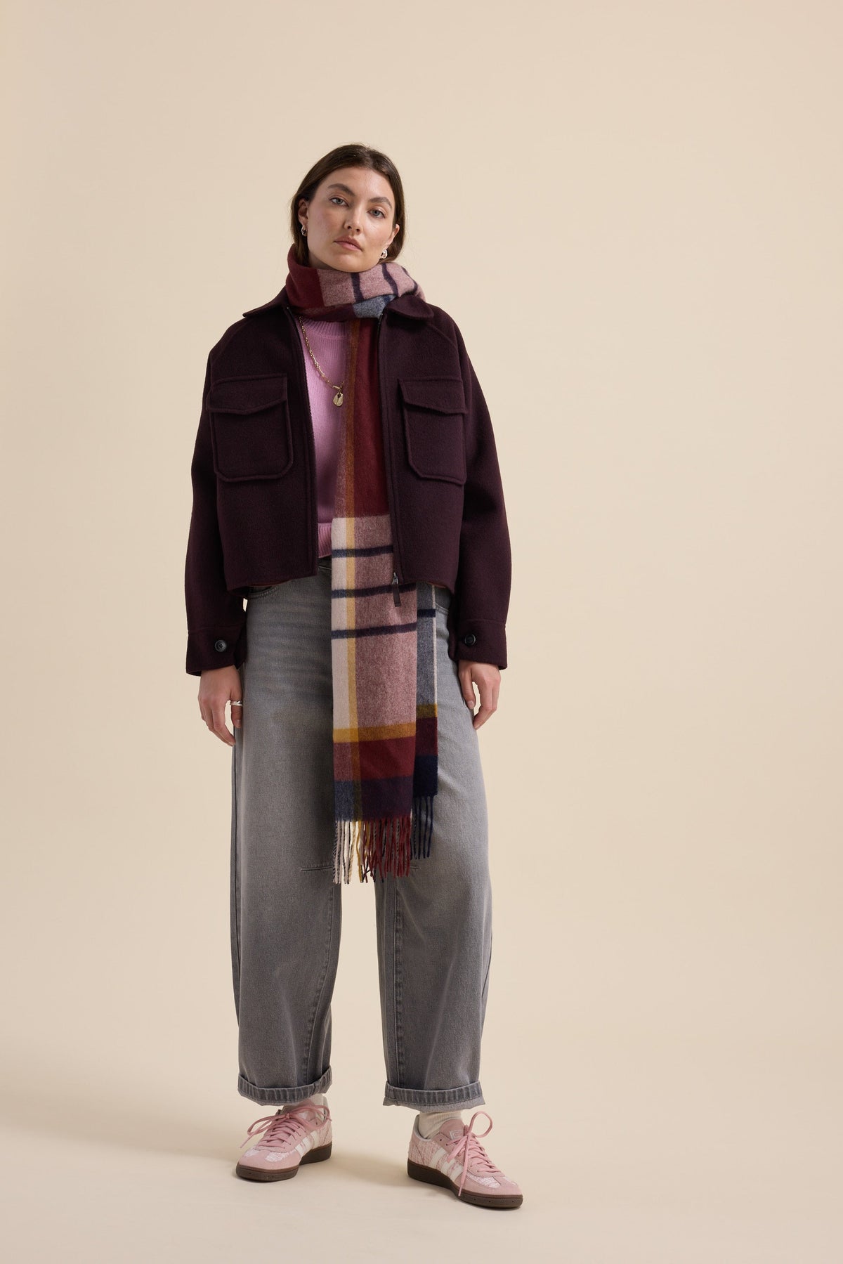 The Zip Front Wool Blend Cropped Coat