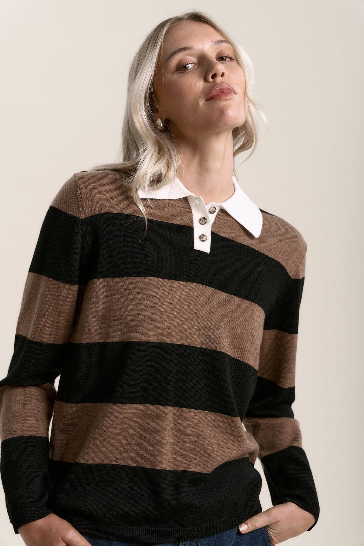 Cleo Merino Striped Polo
