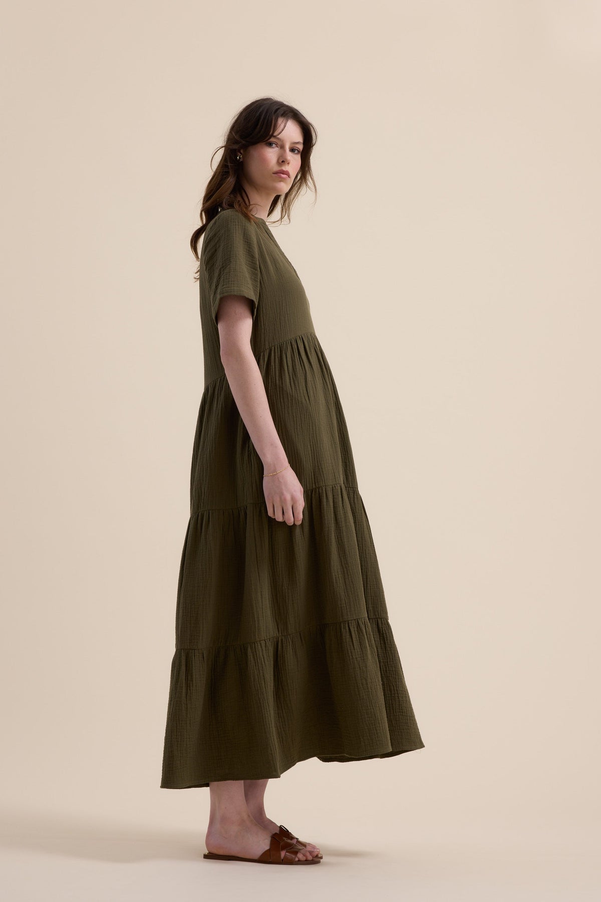 Elementary Textured Tiered Dress