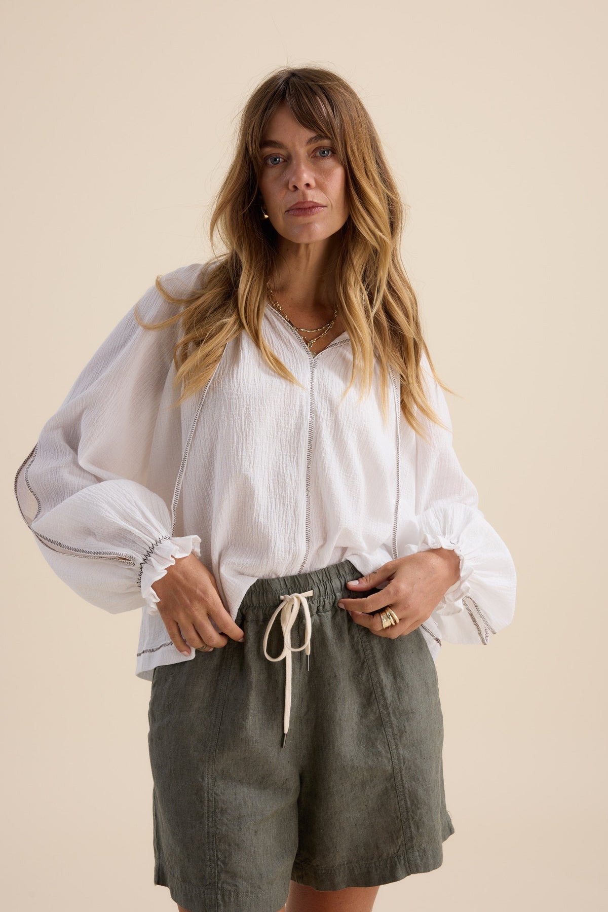 Elementary Blouson Trim Blouse