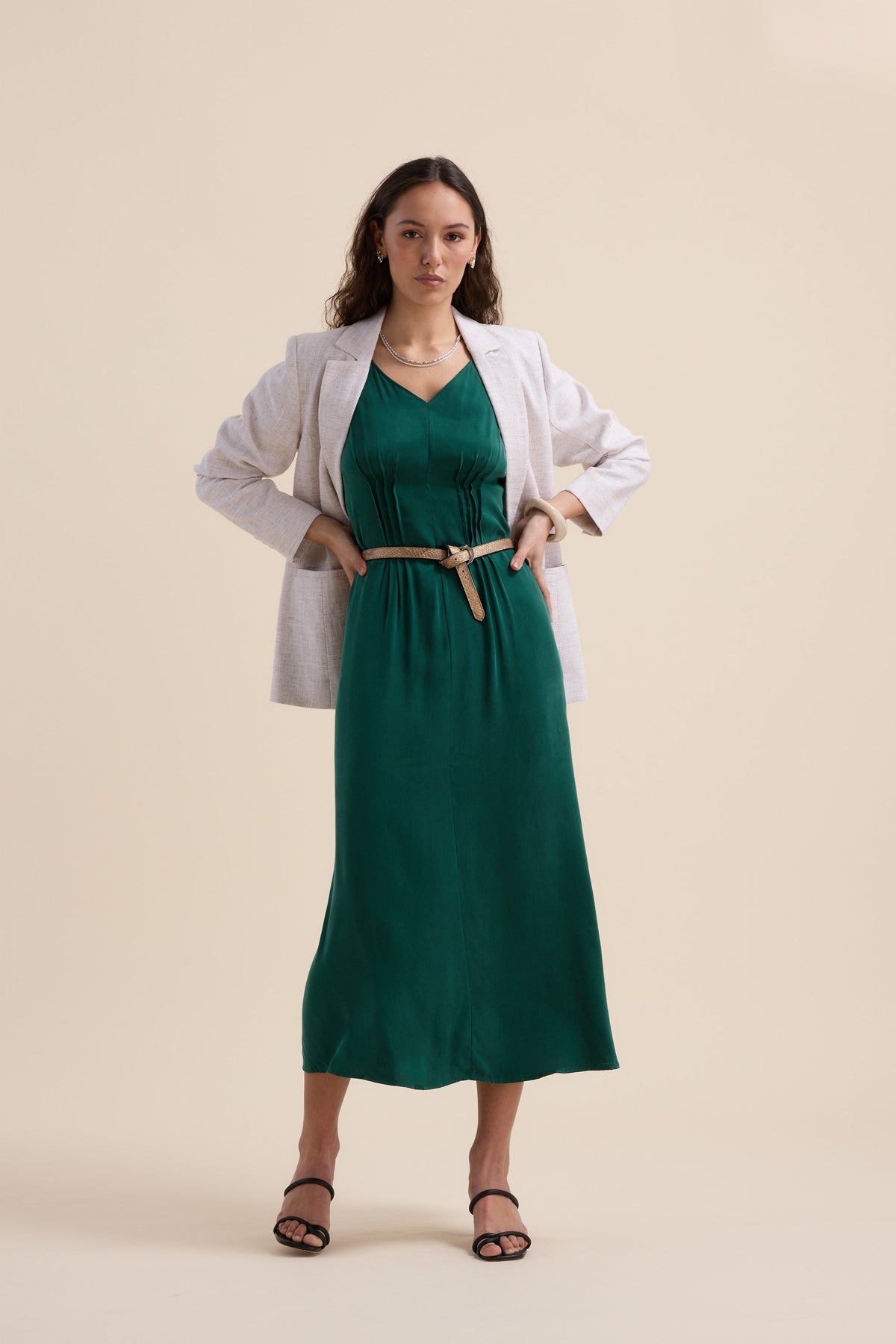 Cara Pleat Detail Dress