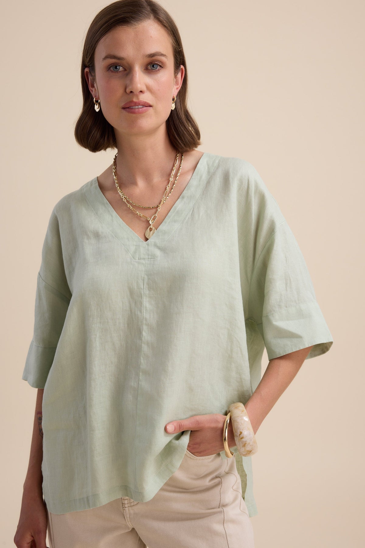 Elementary Oversized V Neck Top