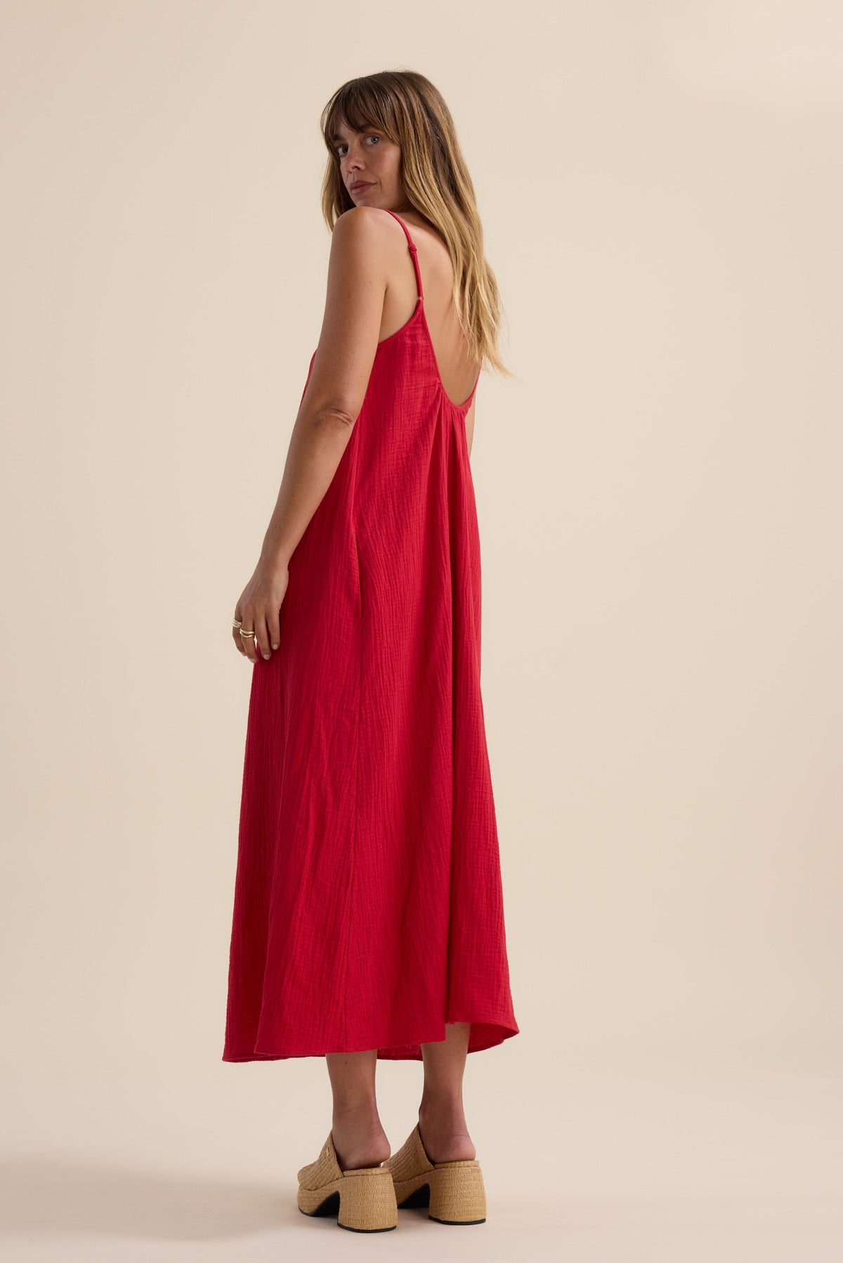 Elementary Textured Strappy Maxi Dress