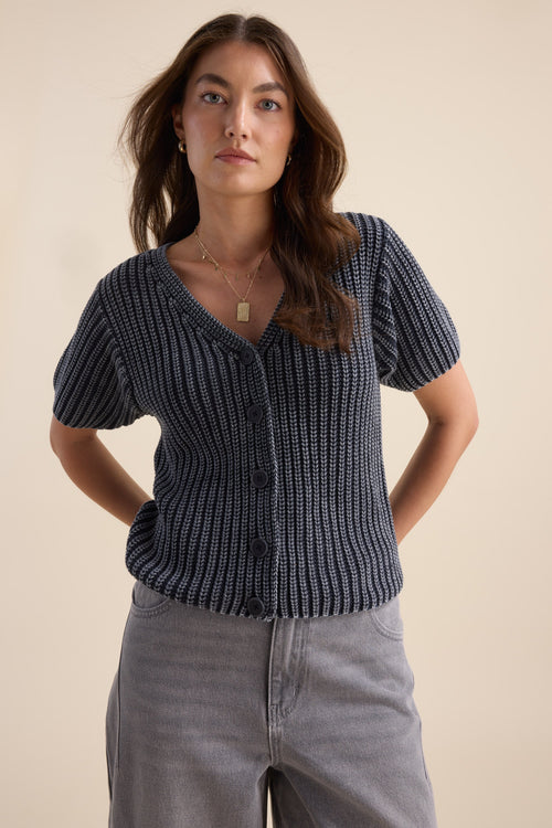 Elementary Chunky Knit Button Top