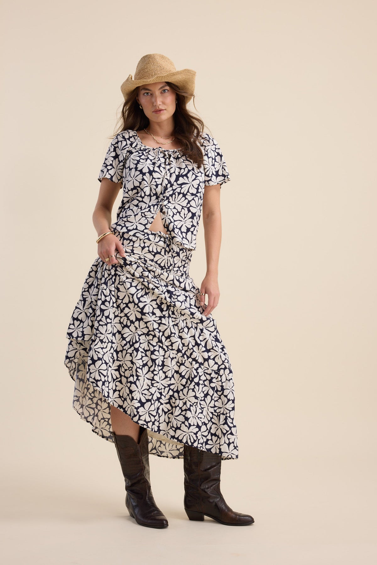 Elementary Tie Front Button Top