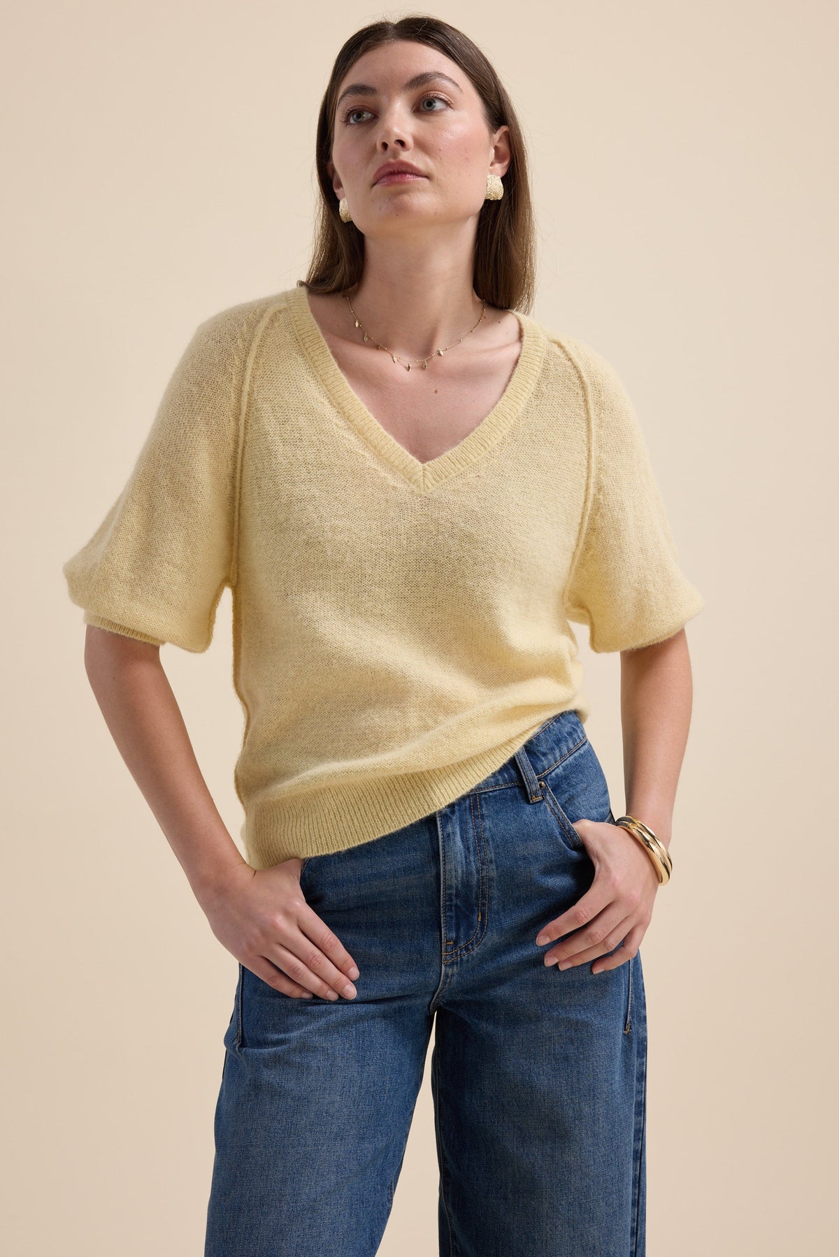 Ivy Knitted V Neck Tee