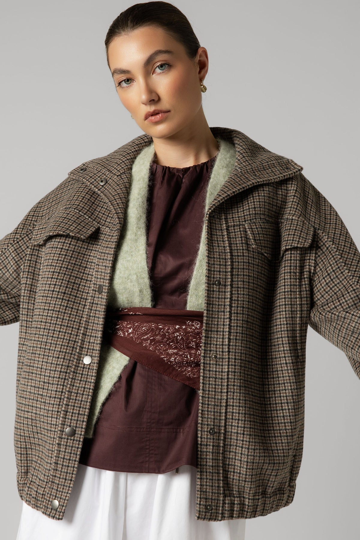 Wool Blend Bomber Coat