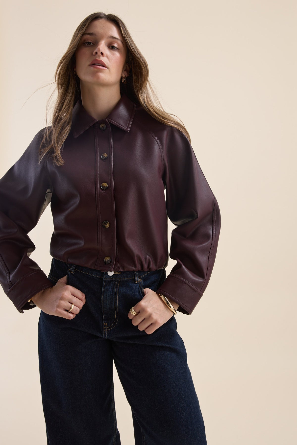 Ember Faux Leather Bomber Jacket