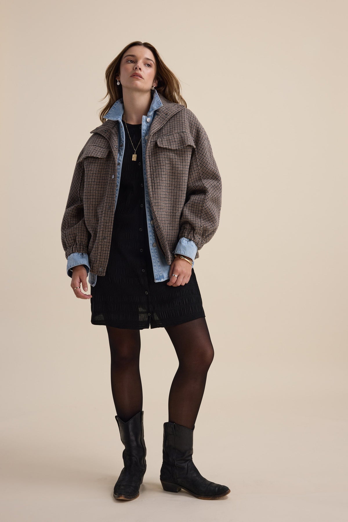 Tessa Textured Button Front Dress