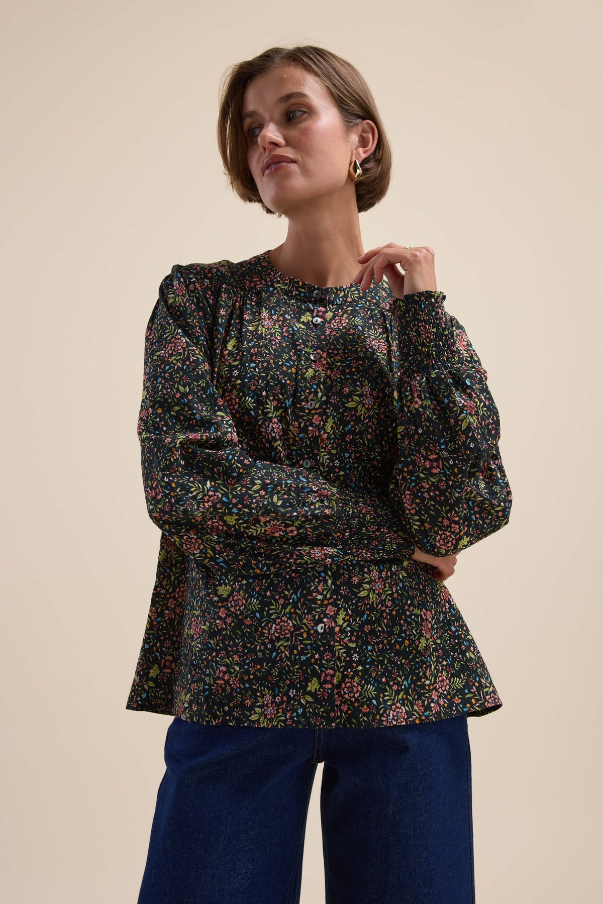 Elementary Button Front Top