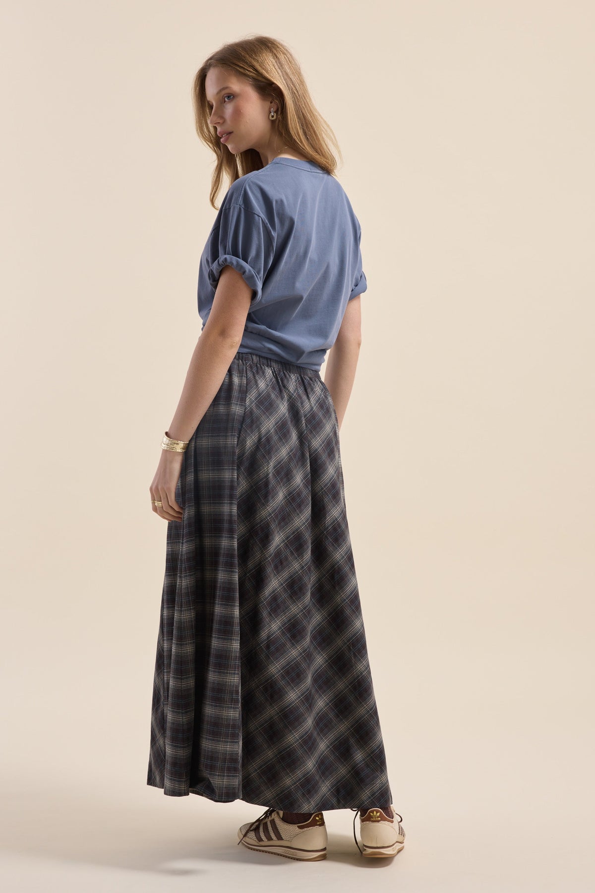 Elementary Check Midi Skirt