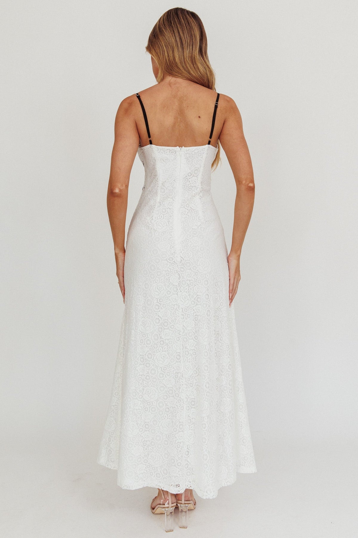 Find Your Way Lace Contrast Maxi Dress White
