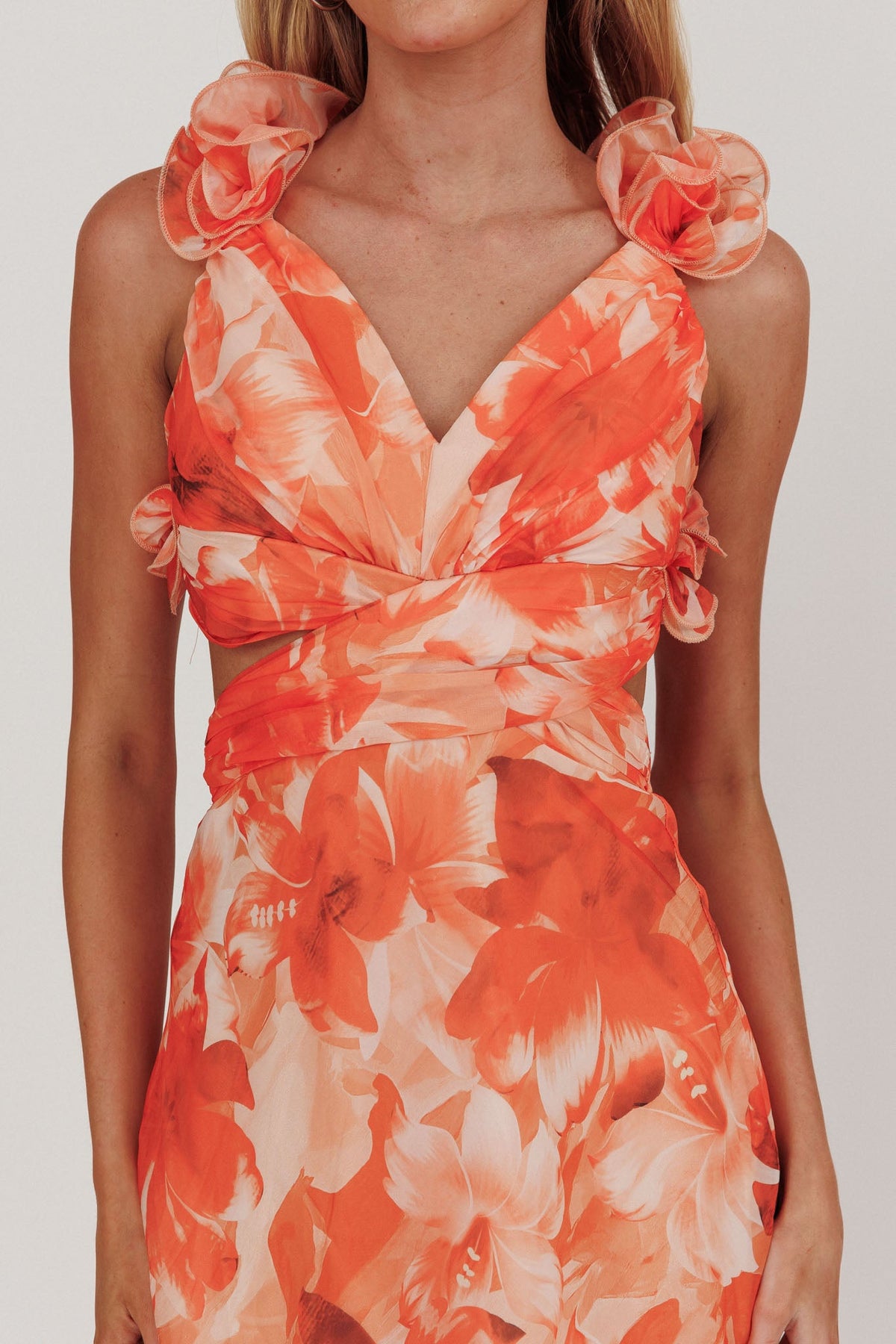 Madara Lace-Up Back Maxi Dress Orange