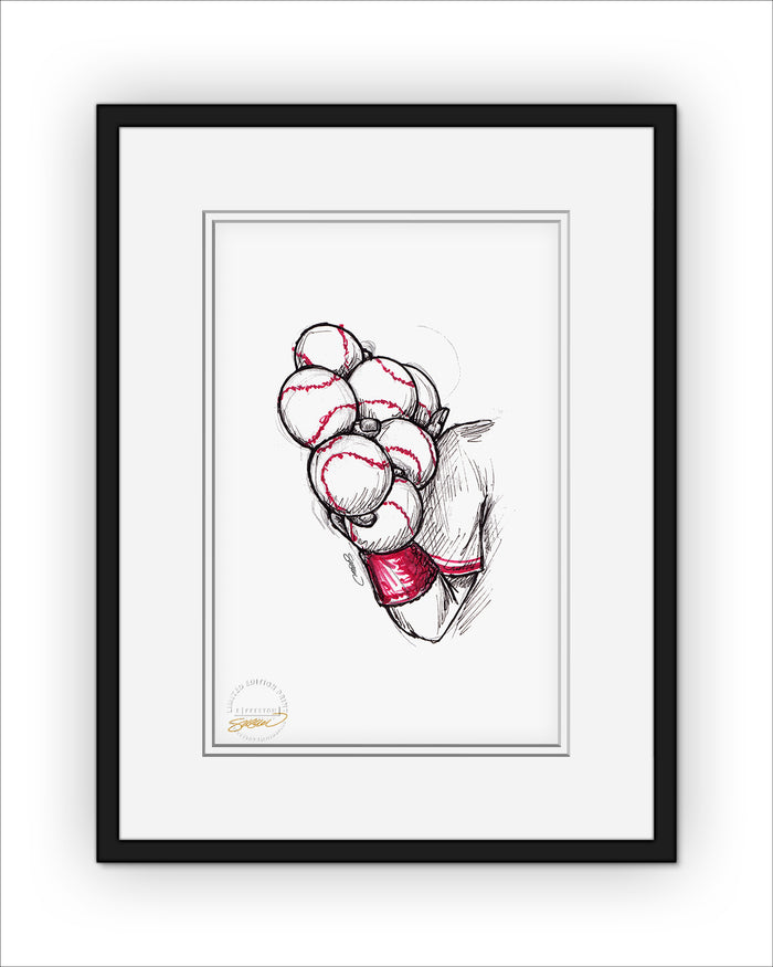 7-Ball Grip Ink Sketch (Johnny Bench)