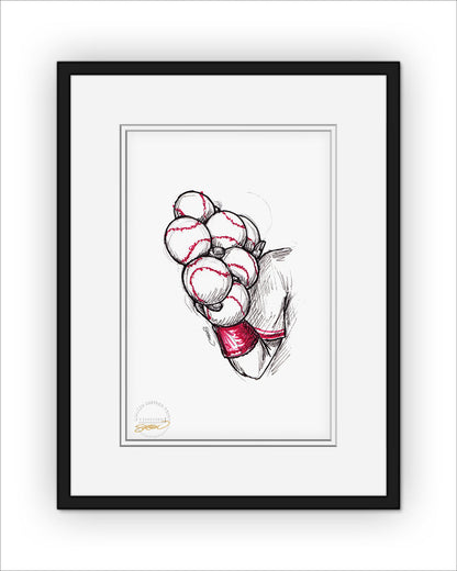 7-Ball Grip Ink Sketch (Johnny Bench)