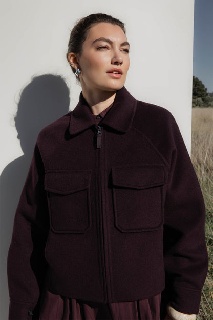 The Zip Front Wool Blend Cropped Coat