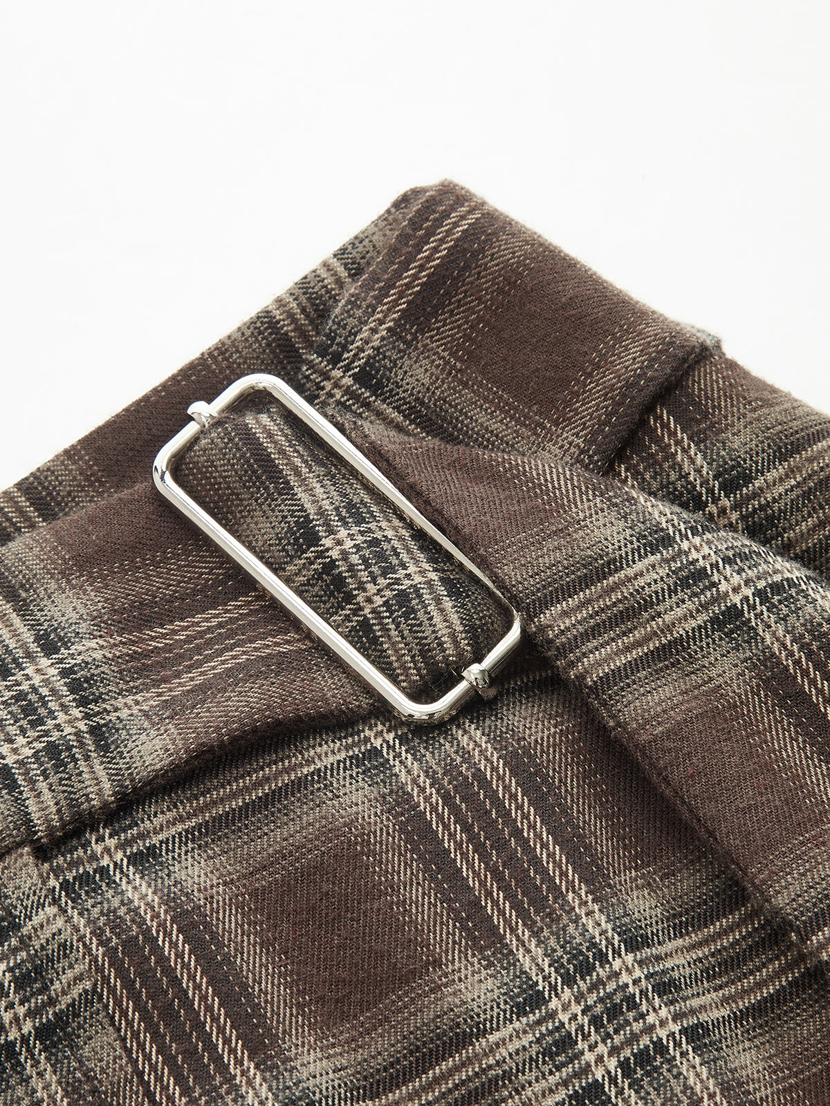Plaid Asymmetric Pleated Maxi Skirt