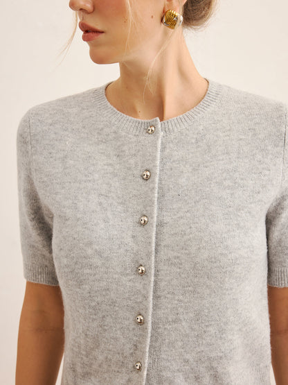 Short-Sleeve Knit Cardigan