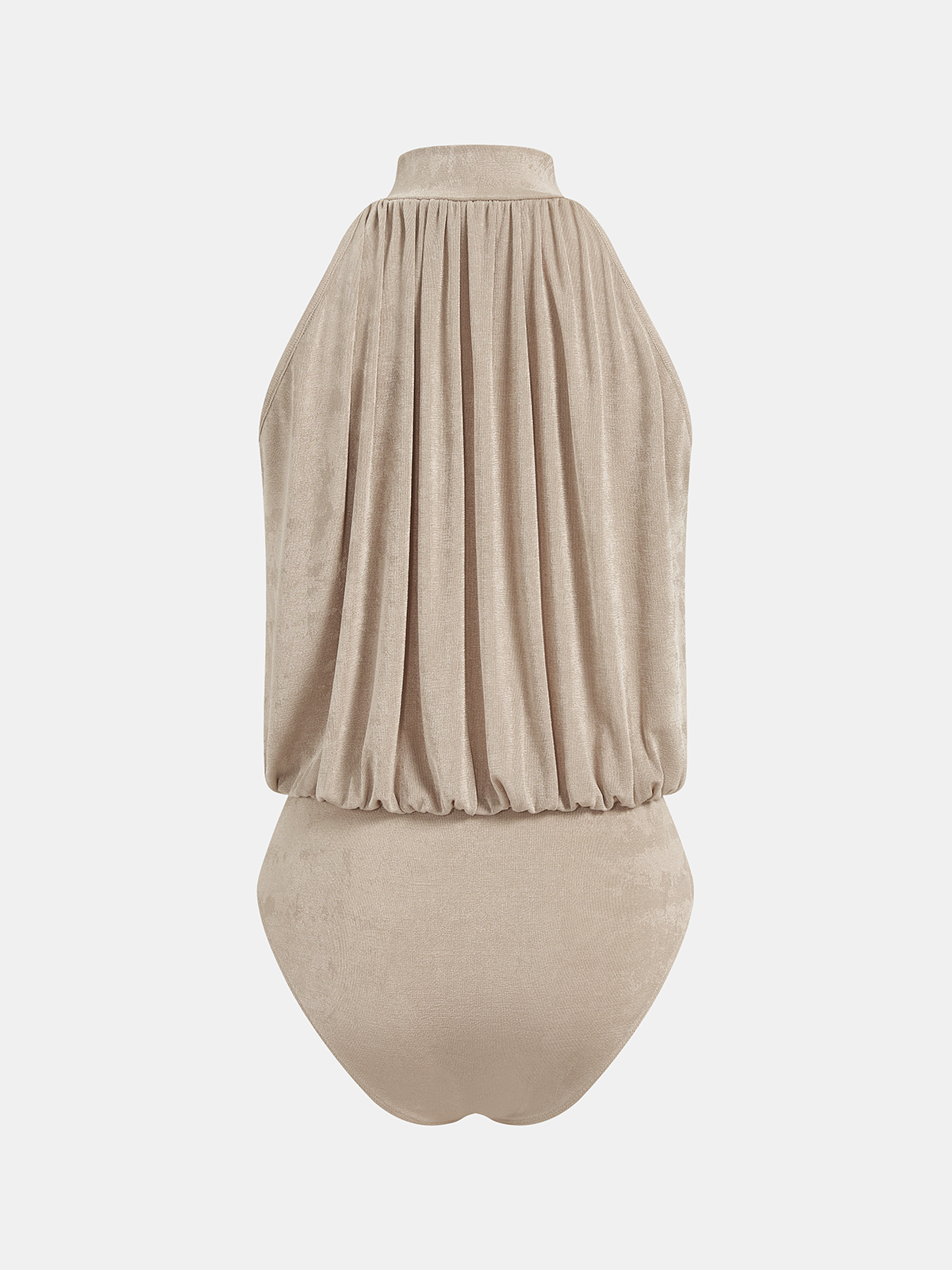 Mock Neck Sleeveless Ruched Bodysuit