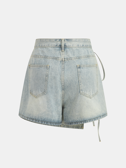 Denim Wrap Front Skort
