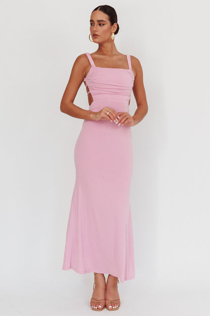 Dream Crush Lace-Up Back Maxi Dress Lilac