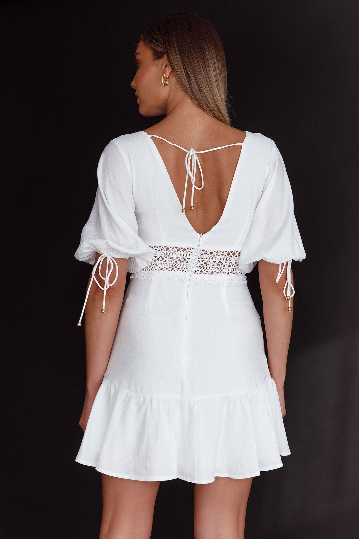 Vista Embroidery Trim Mini Dress White