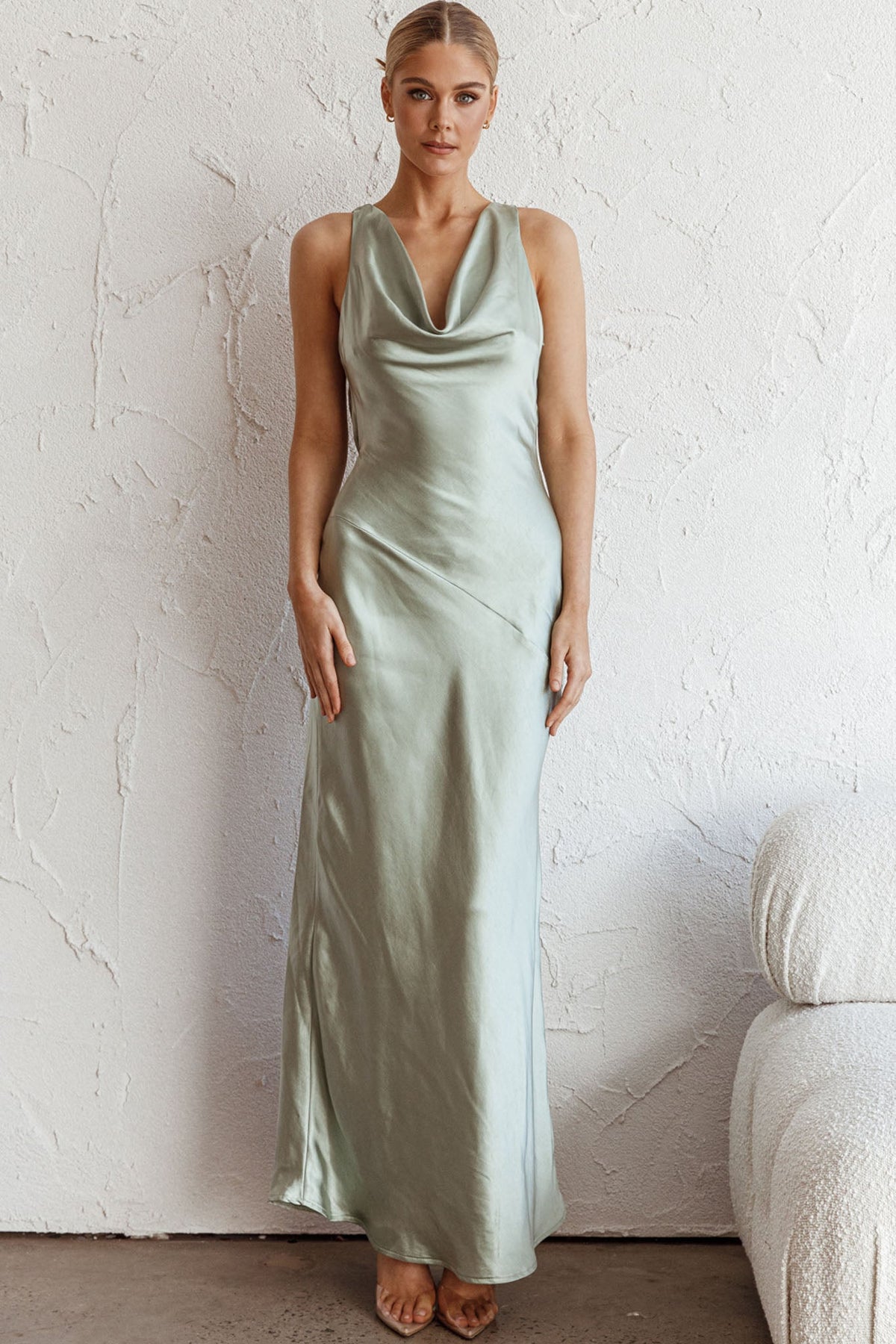 Cassiopeia Open Back Maxi Dress Pistachio