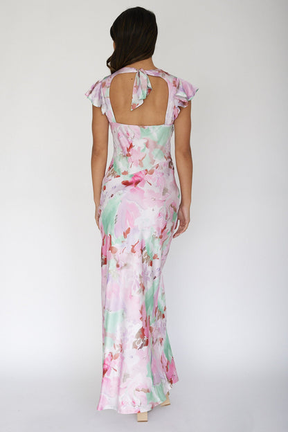 Jannet Keyhole Back Maxi Dress Floral Pink