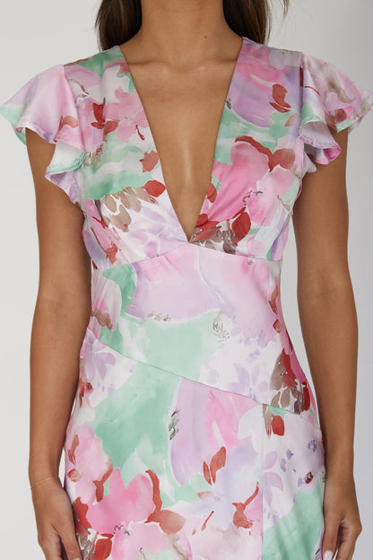 Jannet Keyhole Back Maxi Dress Floral Pink