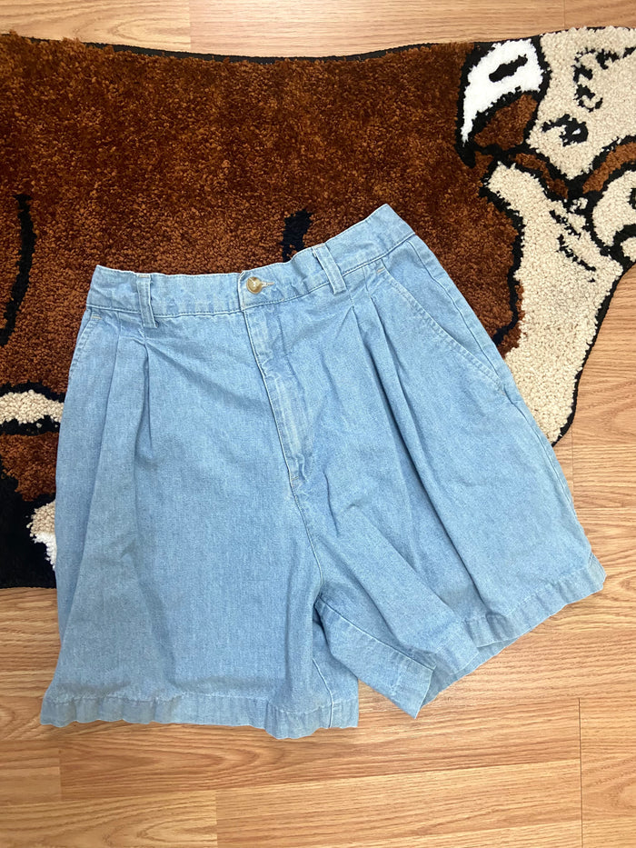 Vintage Women's Ruff Hewn Denim Shorts, Pleated, USA Made, 26" Waist - Deer Creek Mercantile