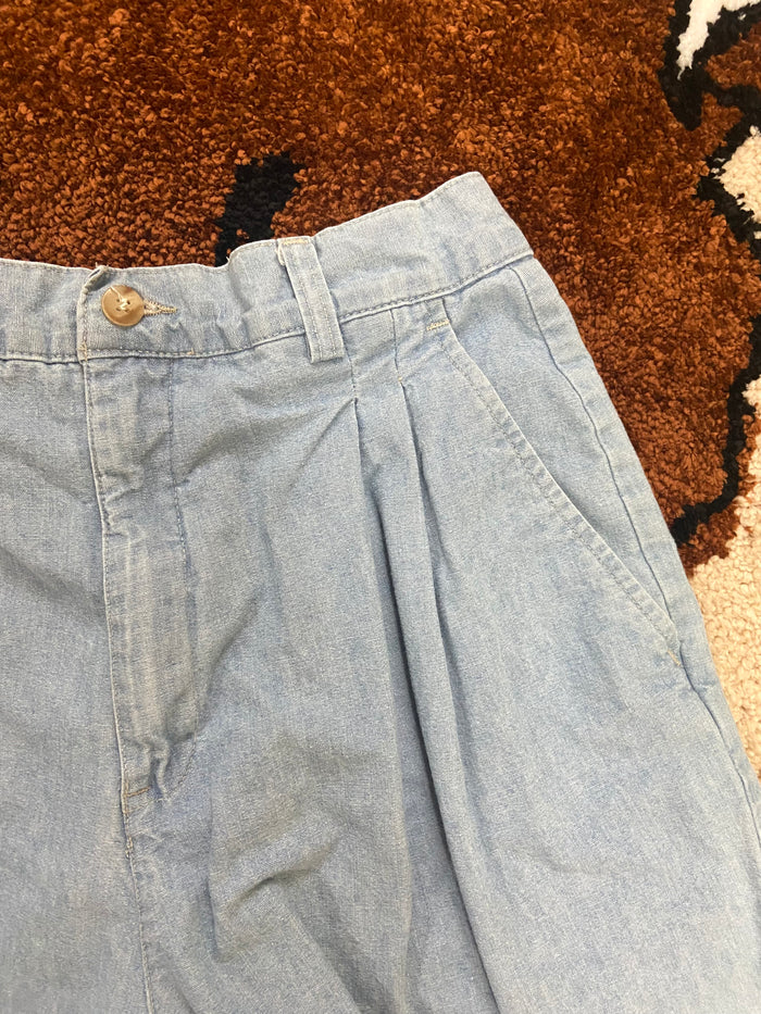 Vintage Women's Ruff Hewn Denim Shorts, Pleated, USA Made, 26" Waist - Deer Creek Mercantile