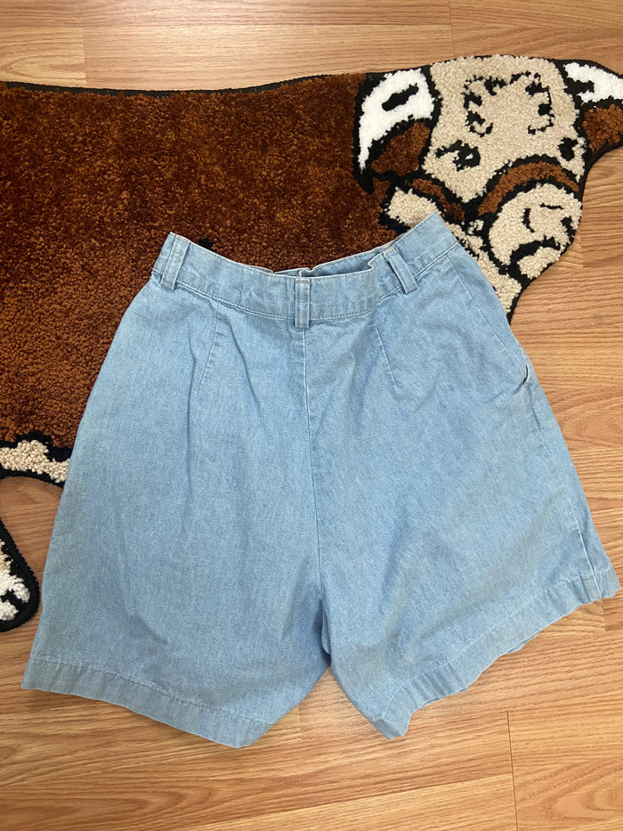 Vintage Women's Ruff Hewn Denim Shorts, Pleated, USA Made, 26" Waist - Deer Creek Mercantile