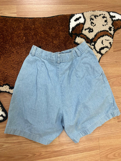 Vintage Women's Ruff Hewn Denim Shorts, Pleated, USA Made, 26" Waist - Deer Creek Mercantile