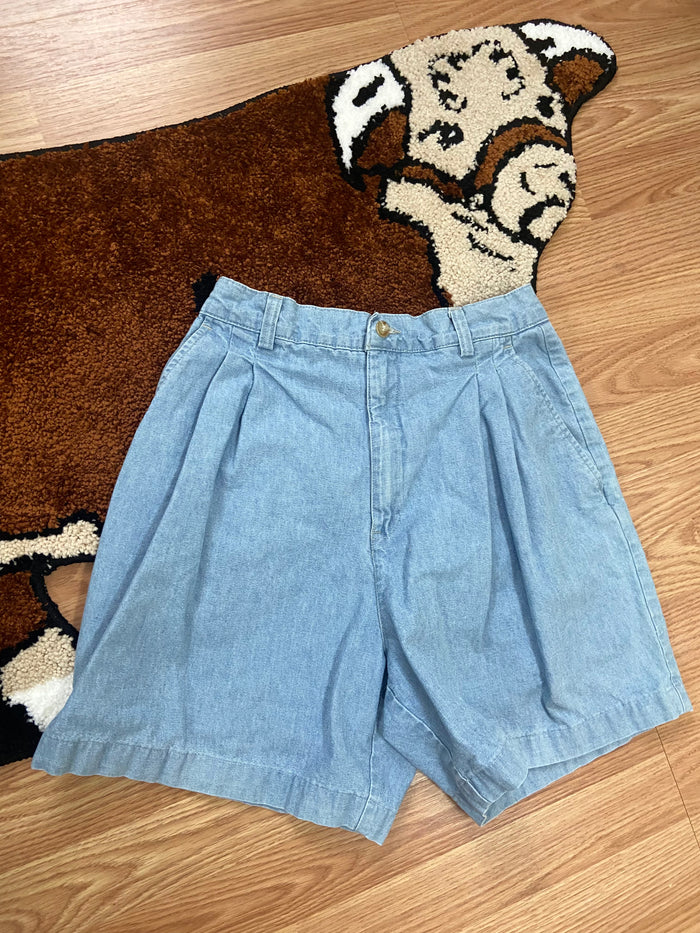 Vintage Women's Ruff Hewn Denim Shorts, Pleated, USA Made, 26" Waist - Deer Creek Mercantile