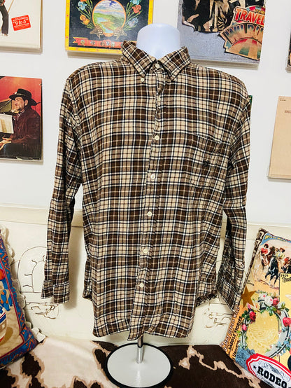 Vintage Chaps Brown Plaid Flannel Shirt, Size XL - Deer Creek Mercantile