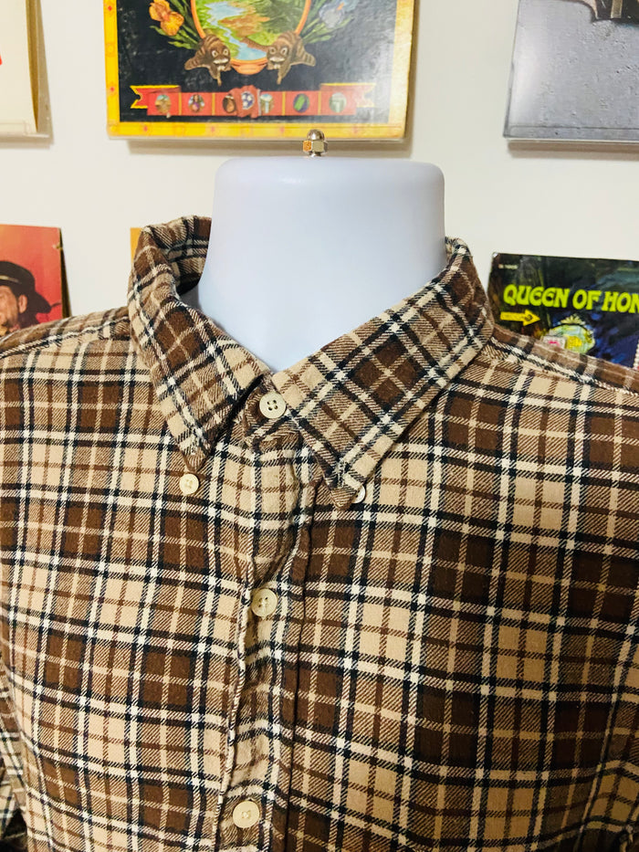 Vintage Chaps Brown Plaid Flannel Shirt, Size XL - Deer Creek Mercantile