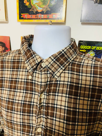 Vintage Chaps Brown Plaid Flannel Shirt, Size XL - Deer Creek Mercantile