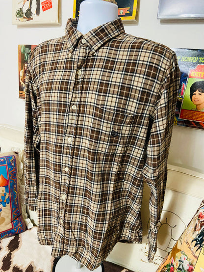Vintage Chaps Brown Plaid Flannel Shirt, Size XL - Deer Creek Mercantile