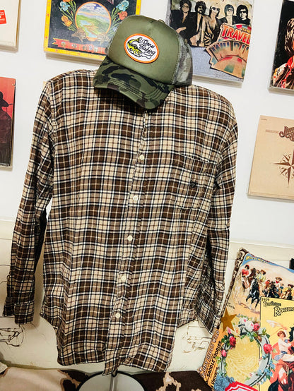 Vintage Chaps Brown Plaid Flannel Shirt, Size XL - Deer Creek Mercantile