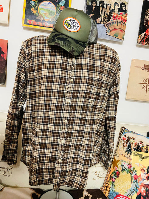 Vintage Chaps Brown Plaid Flannel Shirt, Size XL - Deer Creek Mercantile