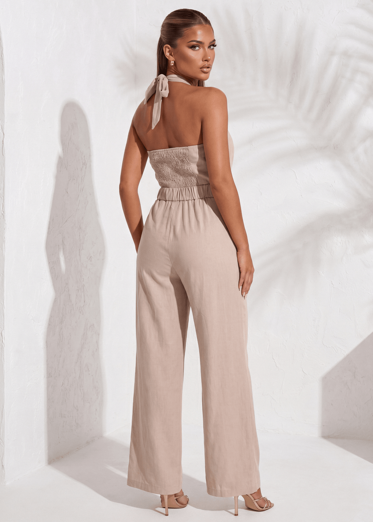 Idle Heart Halterneck Jumpsuit - Beige