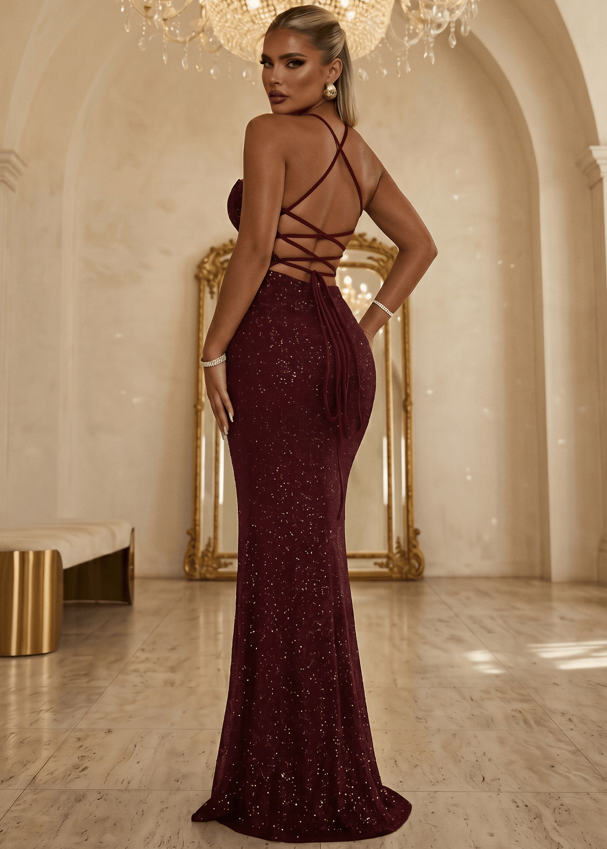 In The Spotlight Maxi Dress - Burgundy